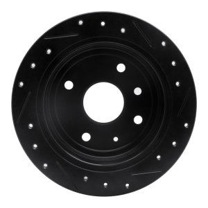 Chevrolet Optra Brake Rotor (1) - Rear Left - R1 Concepts - Drilled & Slotted - Black - `04-`10